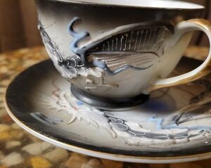 Vintage Hand Painted Nippon Moriage Dragonware tea cup Victora Espresso size